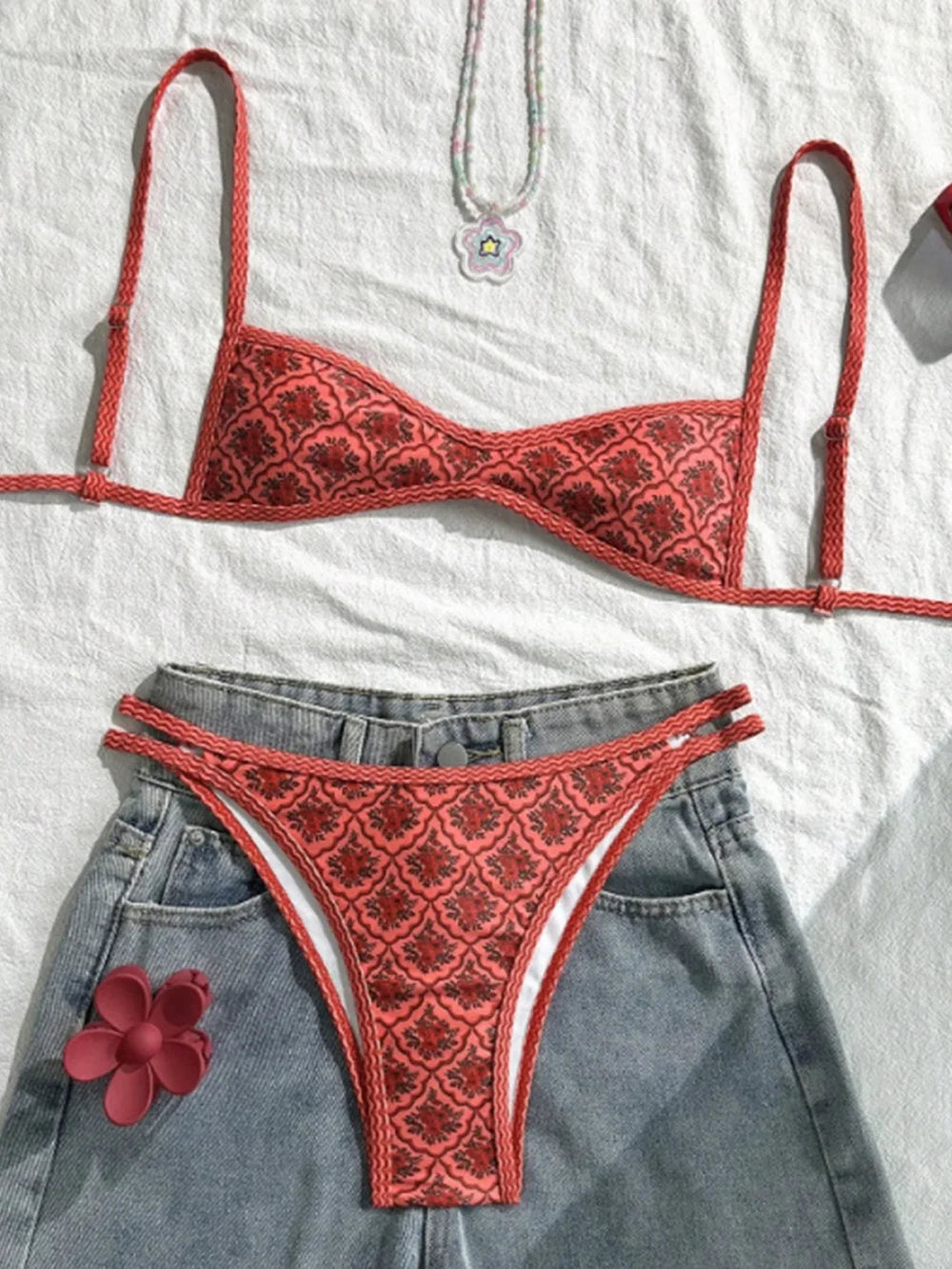 Floral Print High Leg Bikini