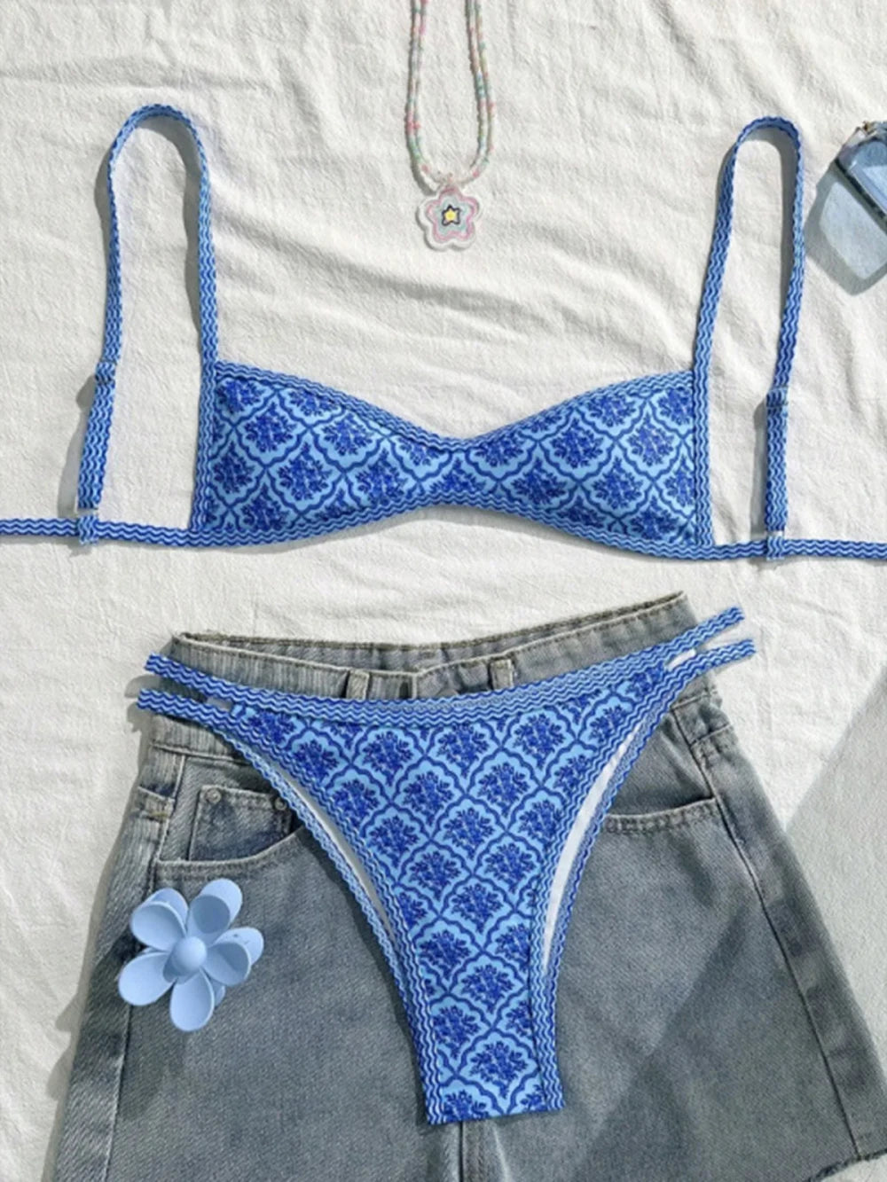 Floral Print High Leg Bikini