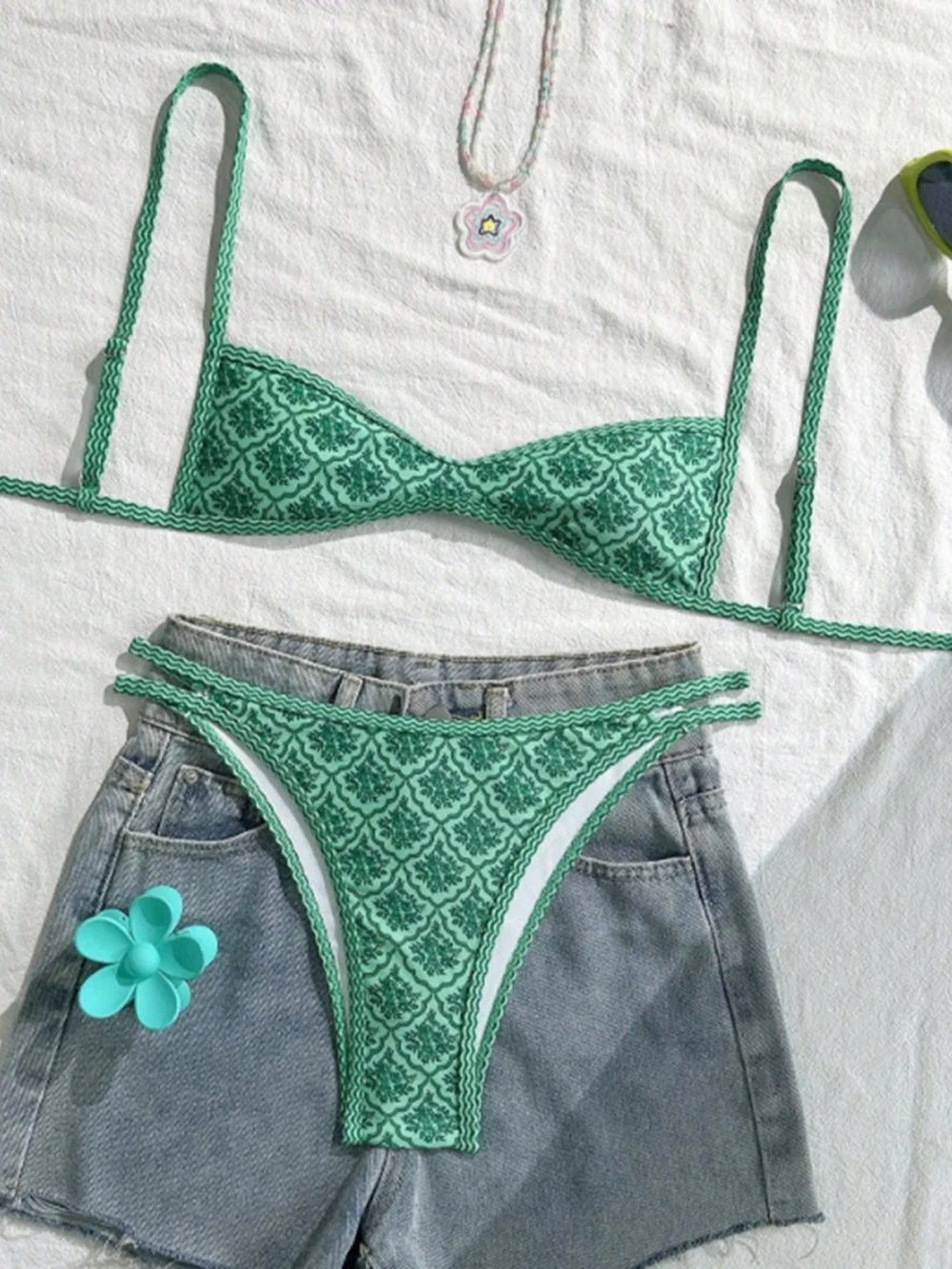 Floral Print High Leg Bikini