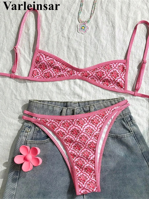 Floral Print High Leg Bikini