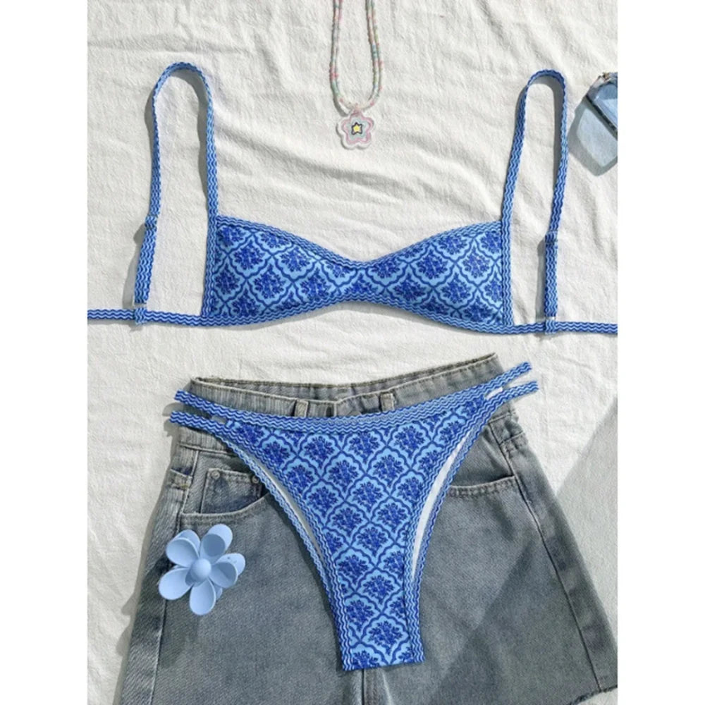 Floral Print High Leg Bikini