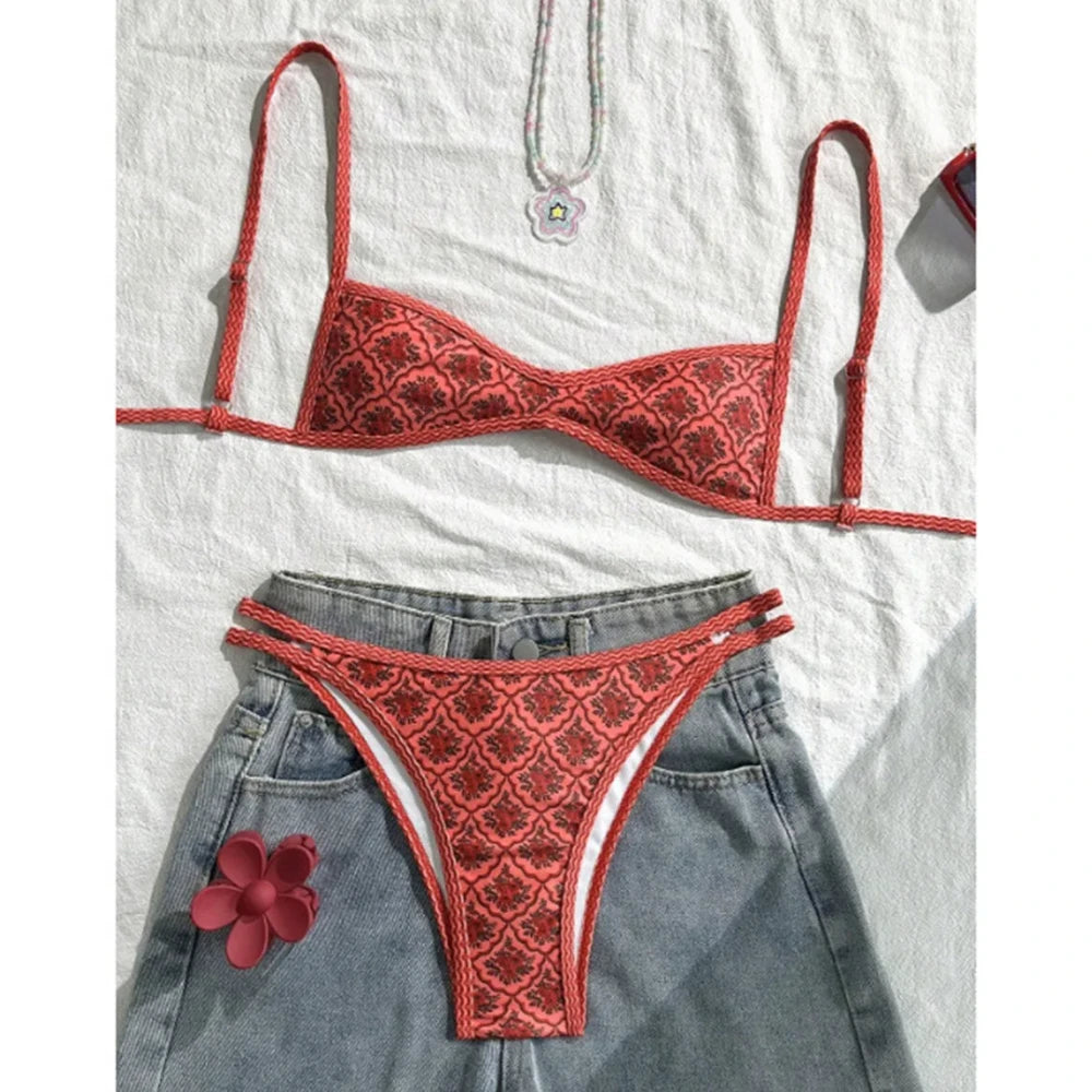 Floral Print High Leg Bikini