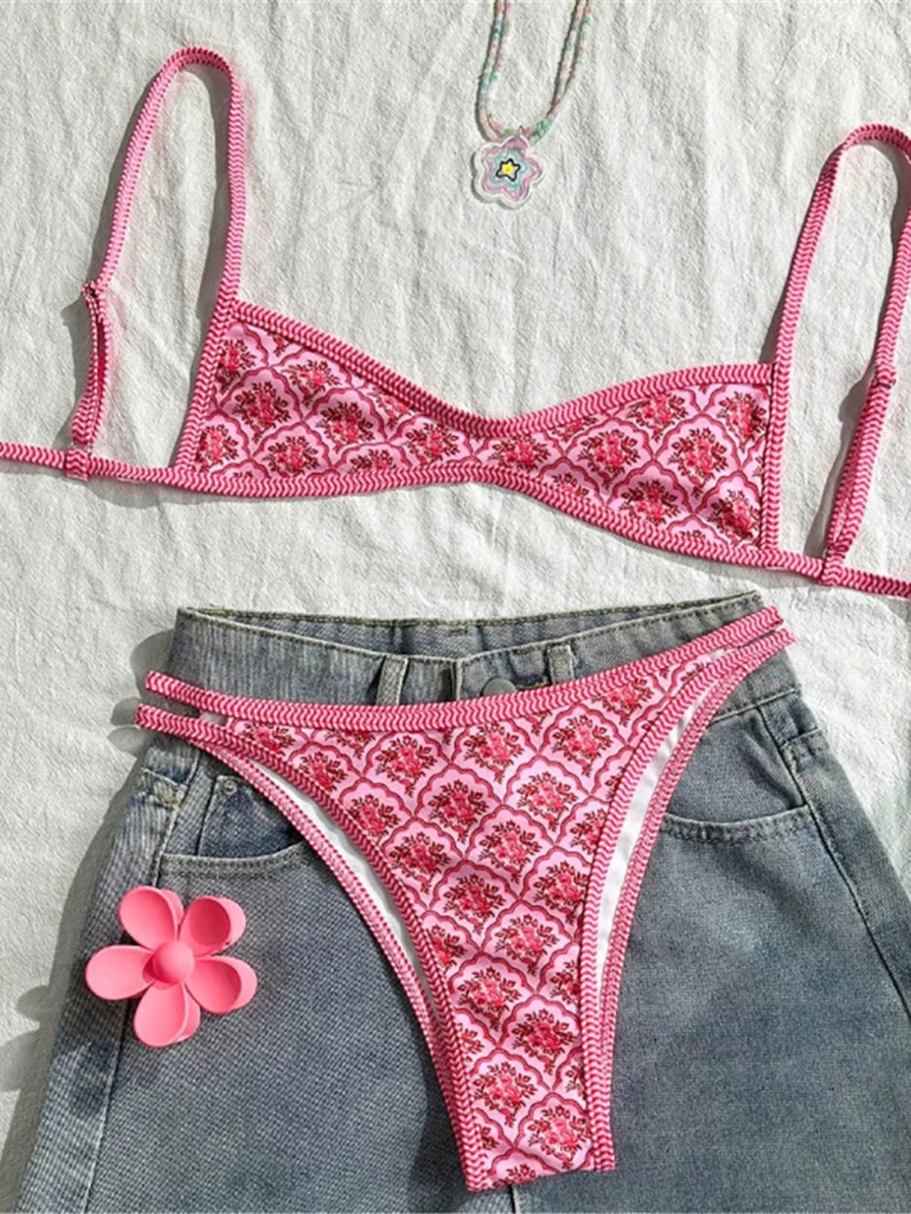 Floral Print High Leg Bikini