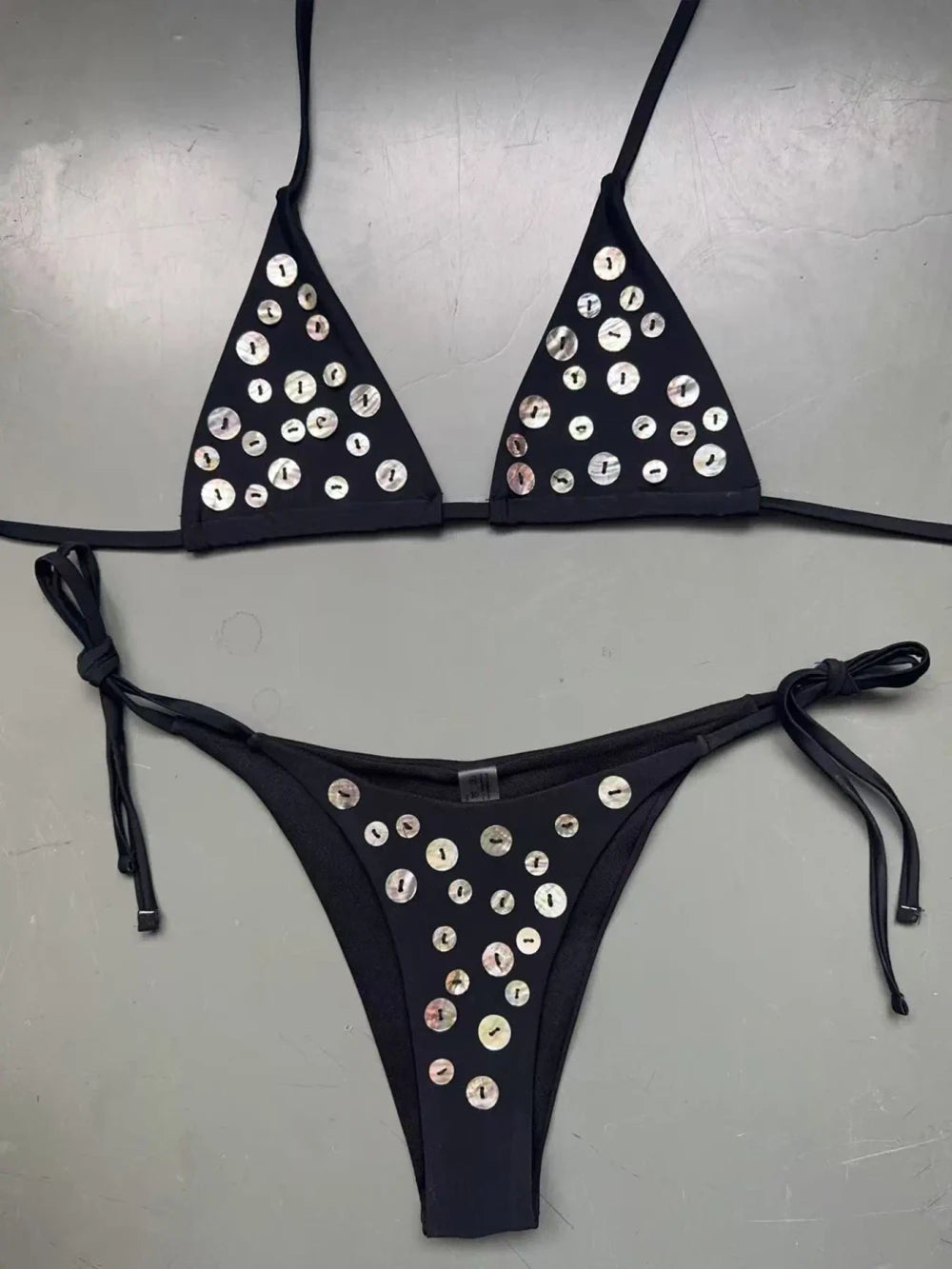 Button Decor Tie Back Bikini