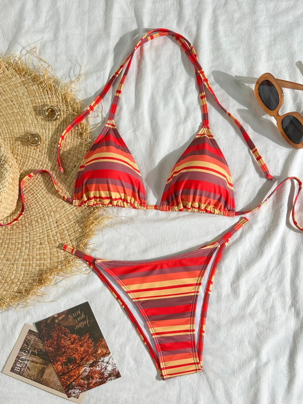 Sunset Striped Bikini Set